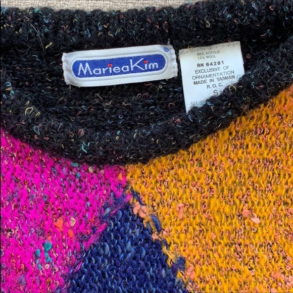 Farm Rio Vibes Vintage Chunky Boho Sweater Floral Patchwork - Picture 4 of 5